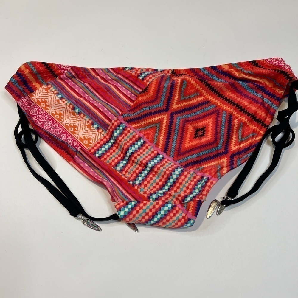 New Seafolly Cabana Multicolored Aztec Tie Side String Bikini Bottom
